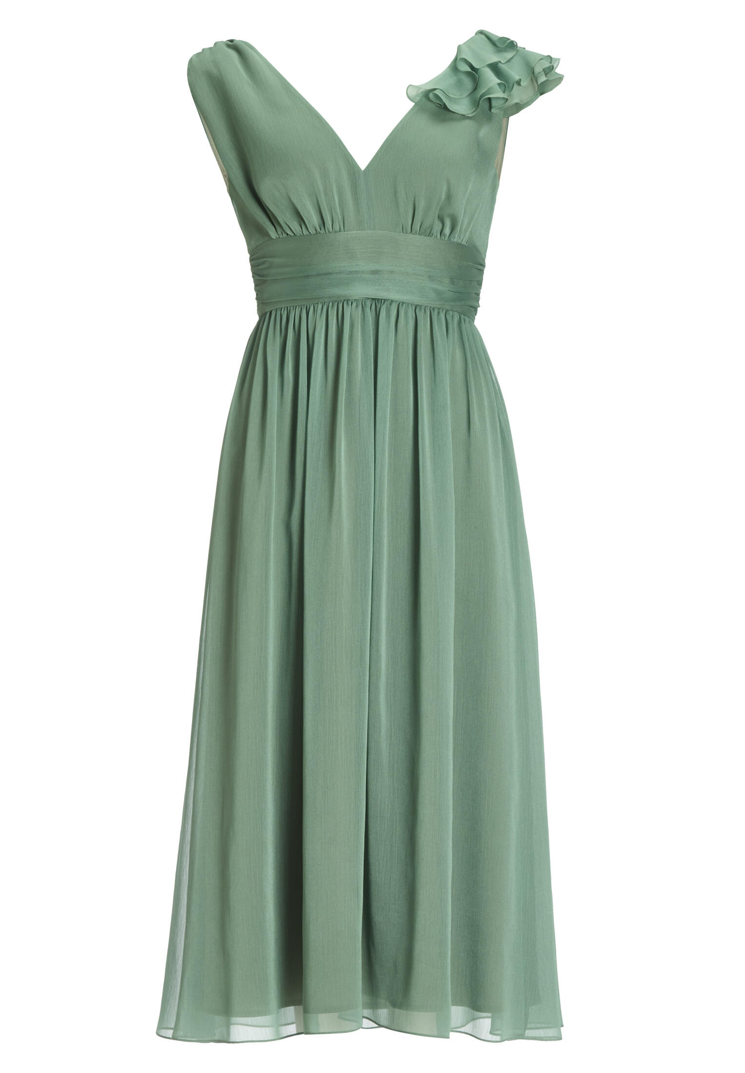 SWING - Cocktailkleid aus Crinkle Chiffon mit Volant Detail an der Schulter pistachio green - Gr. - 36 von SWING