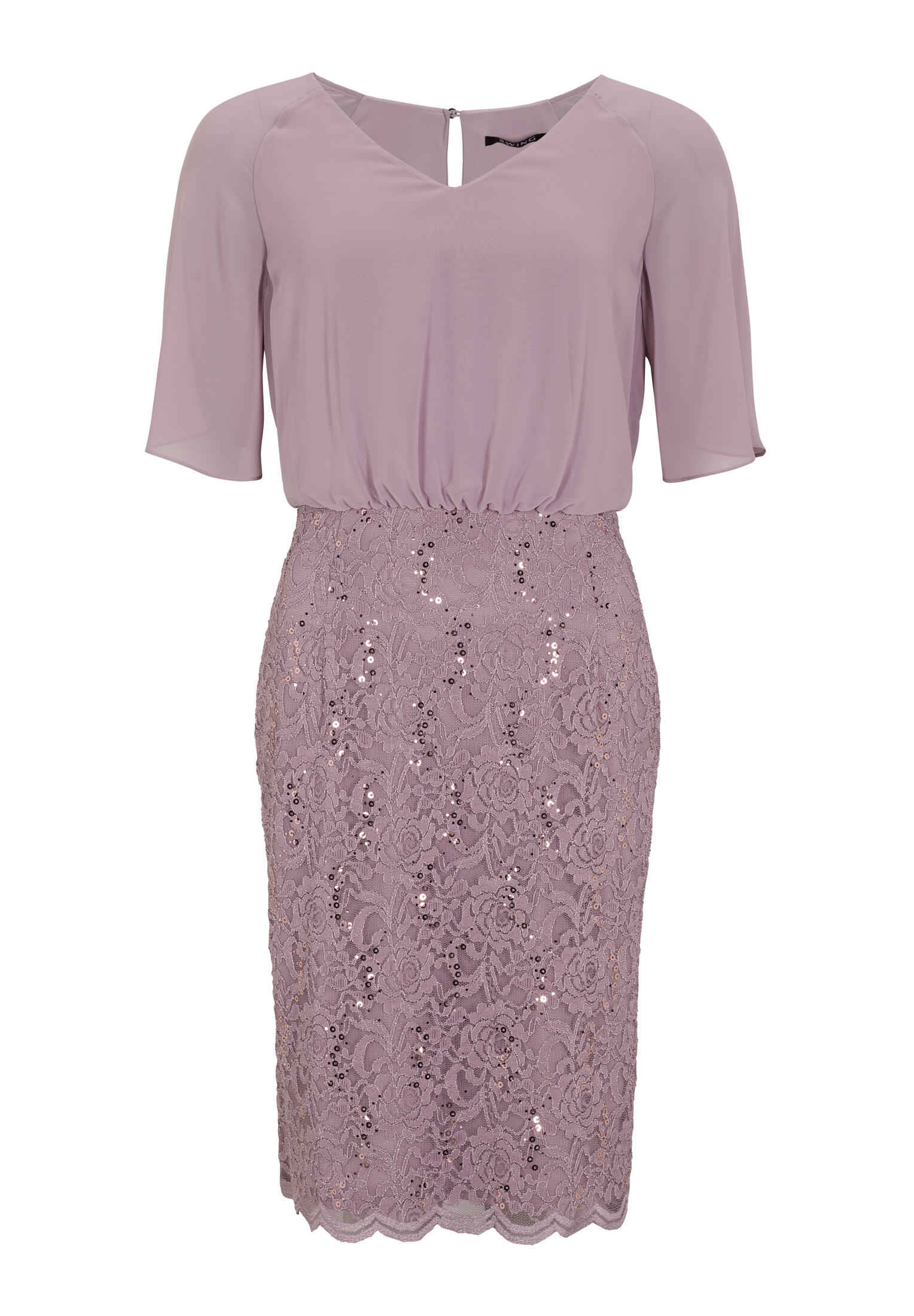 SWING - Cocktailkleid aus Material-Mix fading lilac - Gr. - 46 von SWING