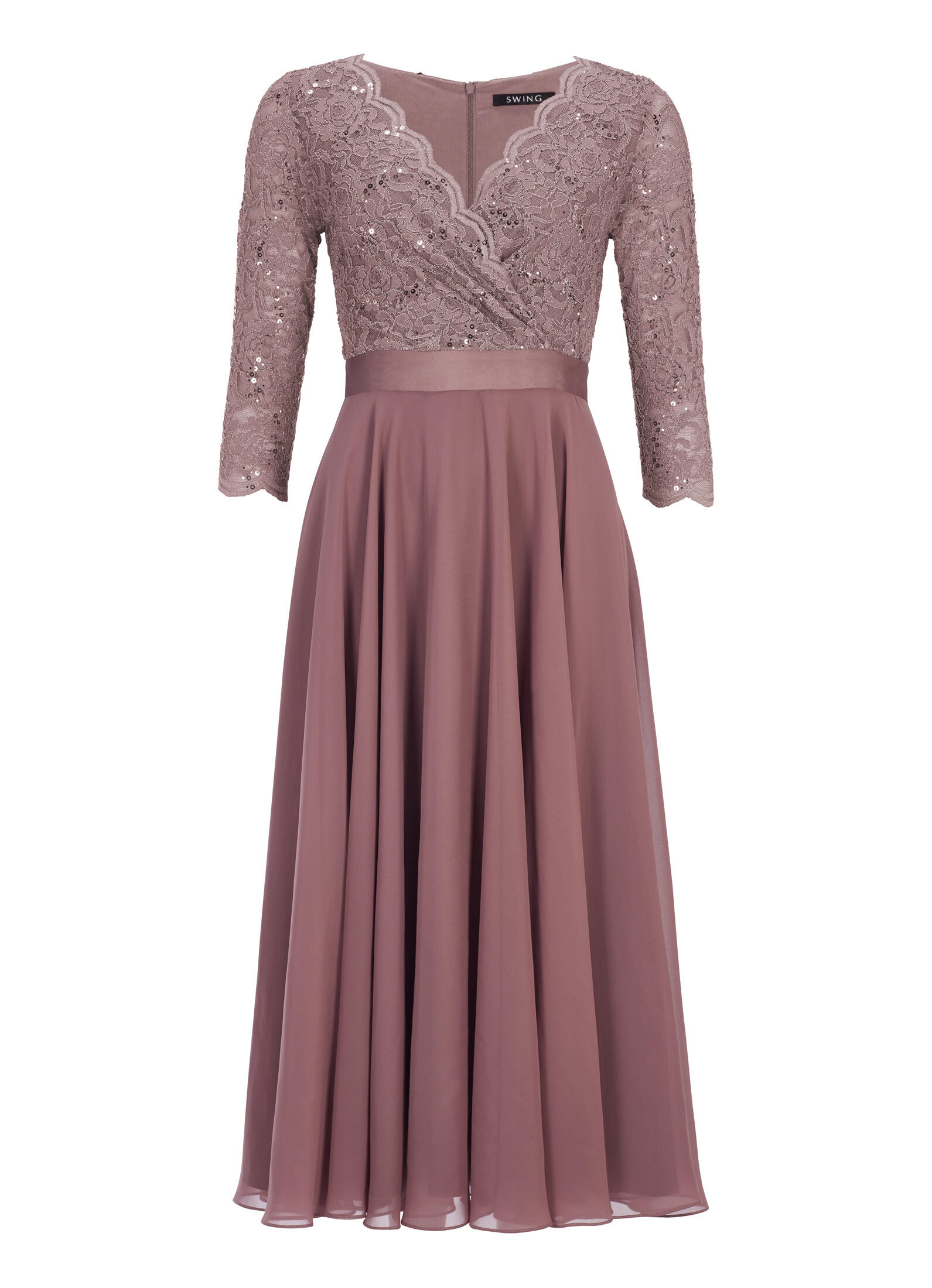 SWING - Cocktailkleid aus Material-Mix mauve - Gr. - 38 von SWING
