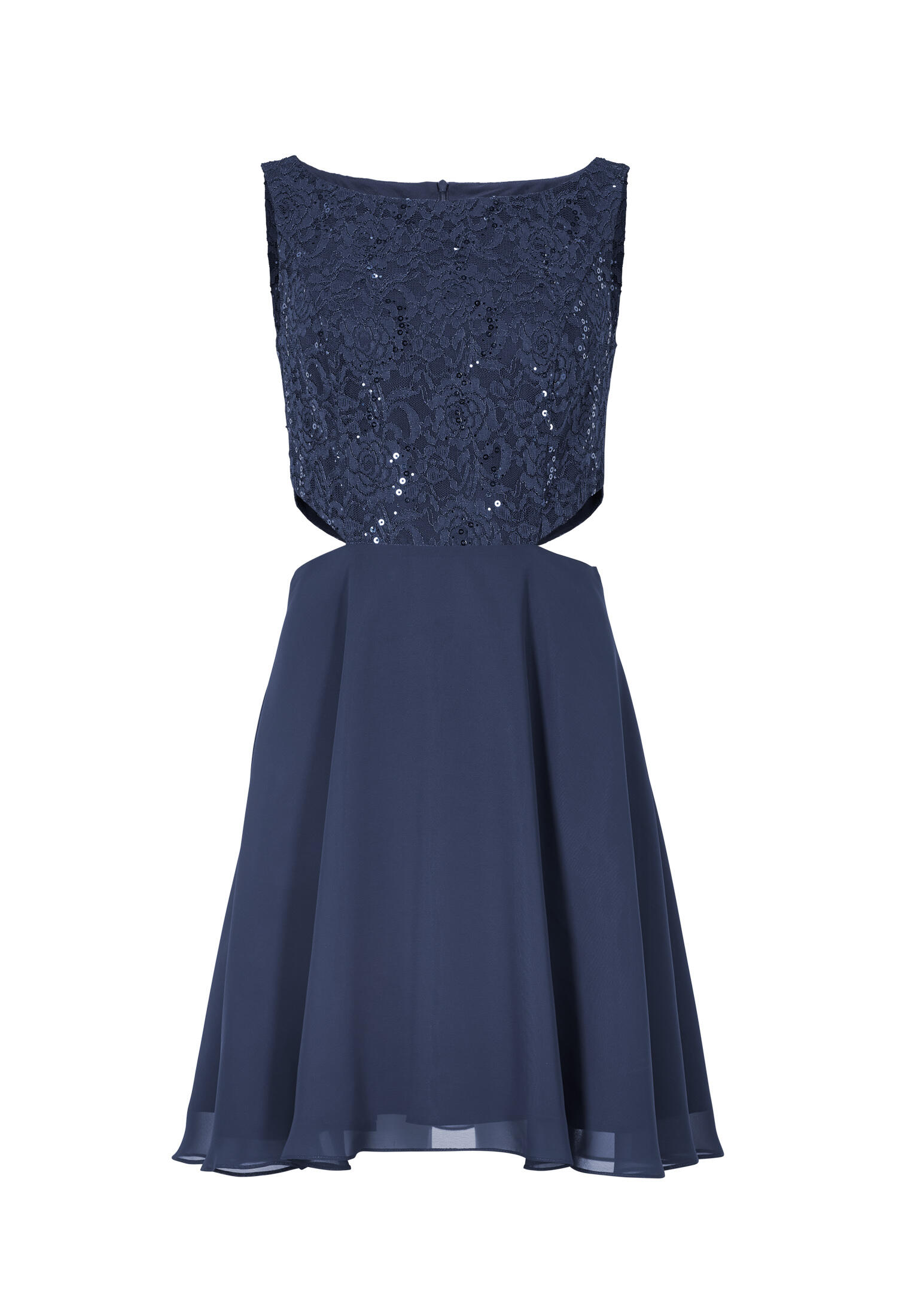 SWING - Cocktailkleid aus Material-Mix navy - Gr. - 38 von SWING