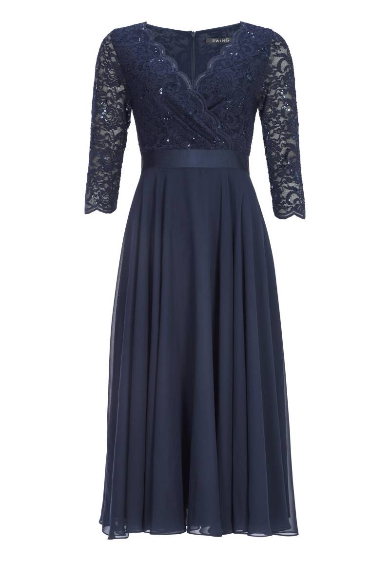 SWING - Cocktailkleid aus Material-Mix navy - Gr. - 38 von SWING