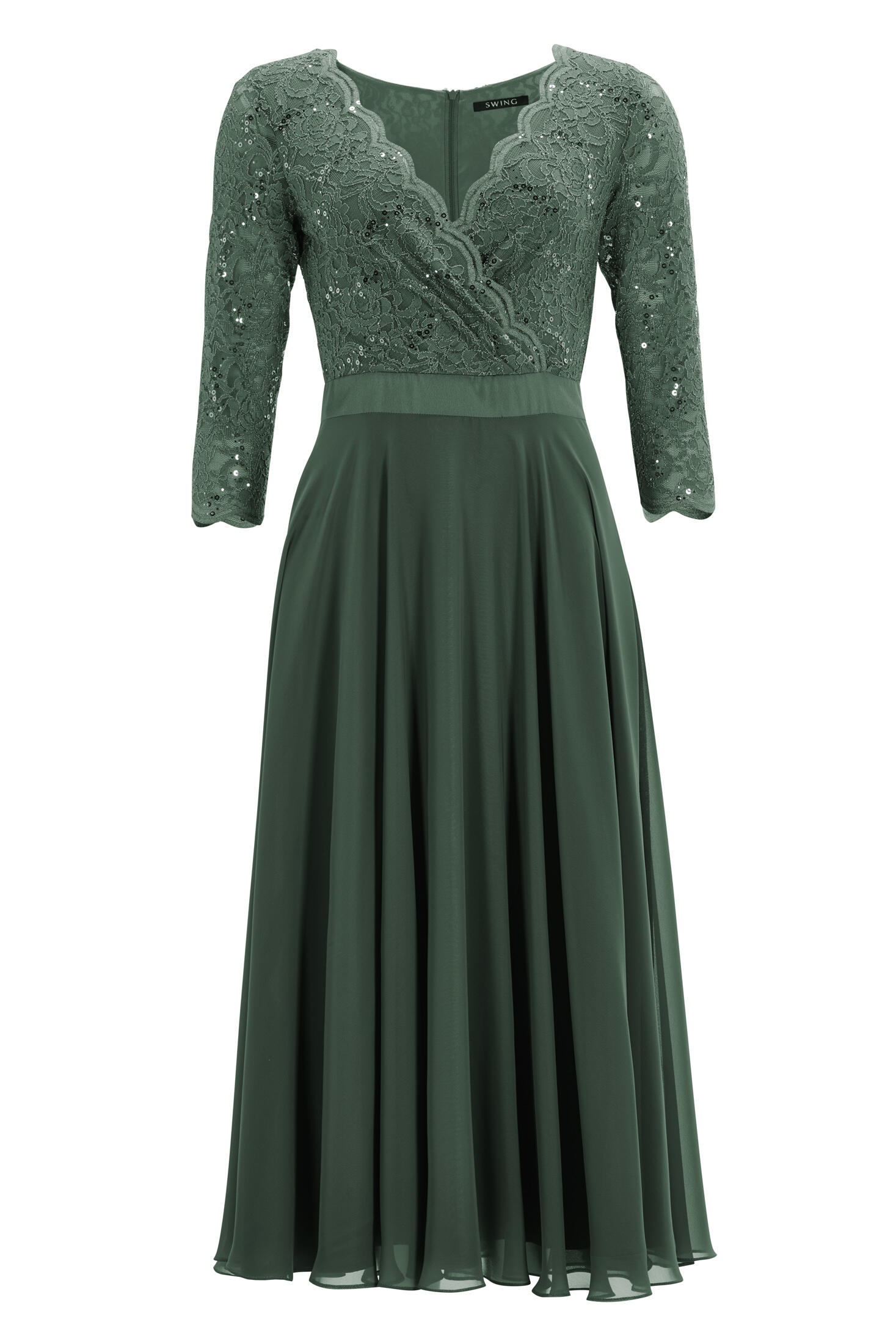 SWING - Cocktailkleid aus Material-Mix summernight green - Gr. - 34 von SWING