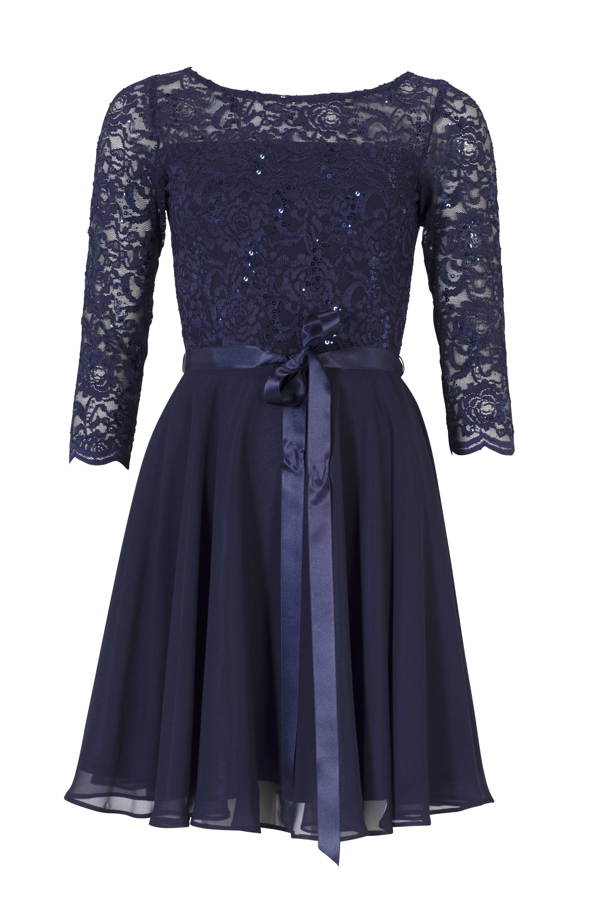 SWING - Cocktailkleid aus Paillettenspitze mit Chiffonrock navy - Gr. - 36 von SWING