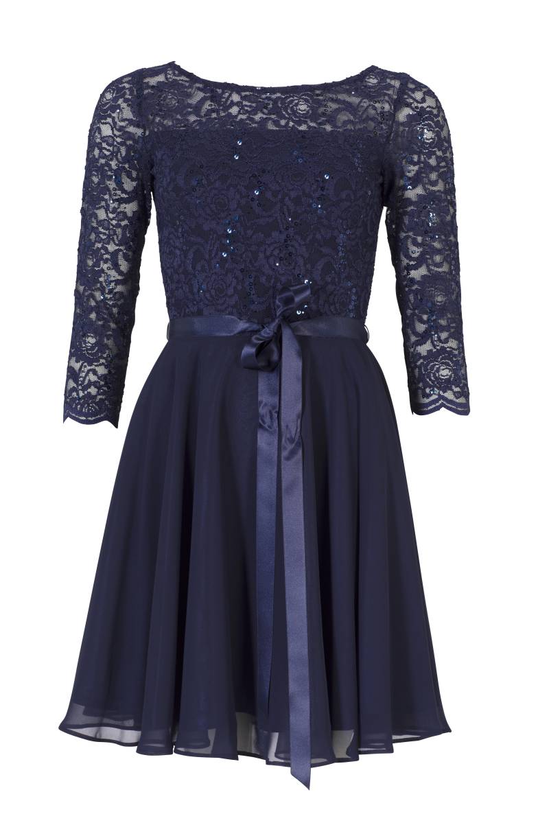 SWING - Cocktailkleid aus Paillettenspitze mit Chiffonrock navy - Gr. - 46 von SWING