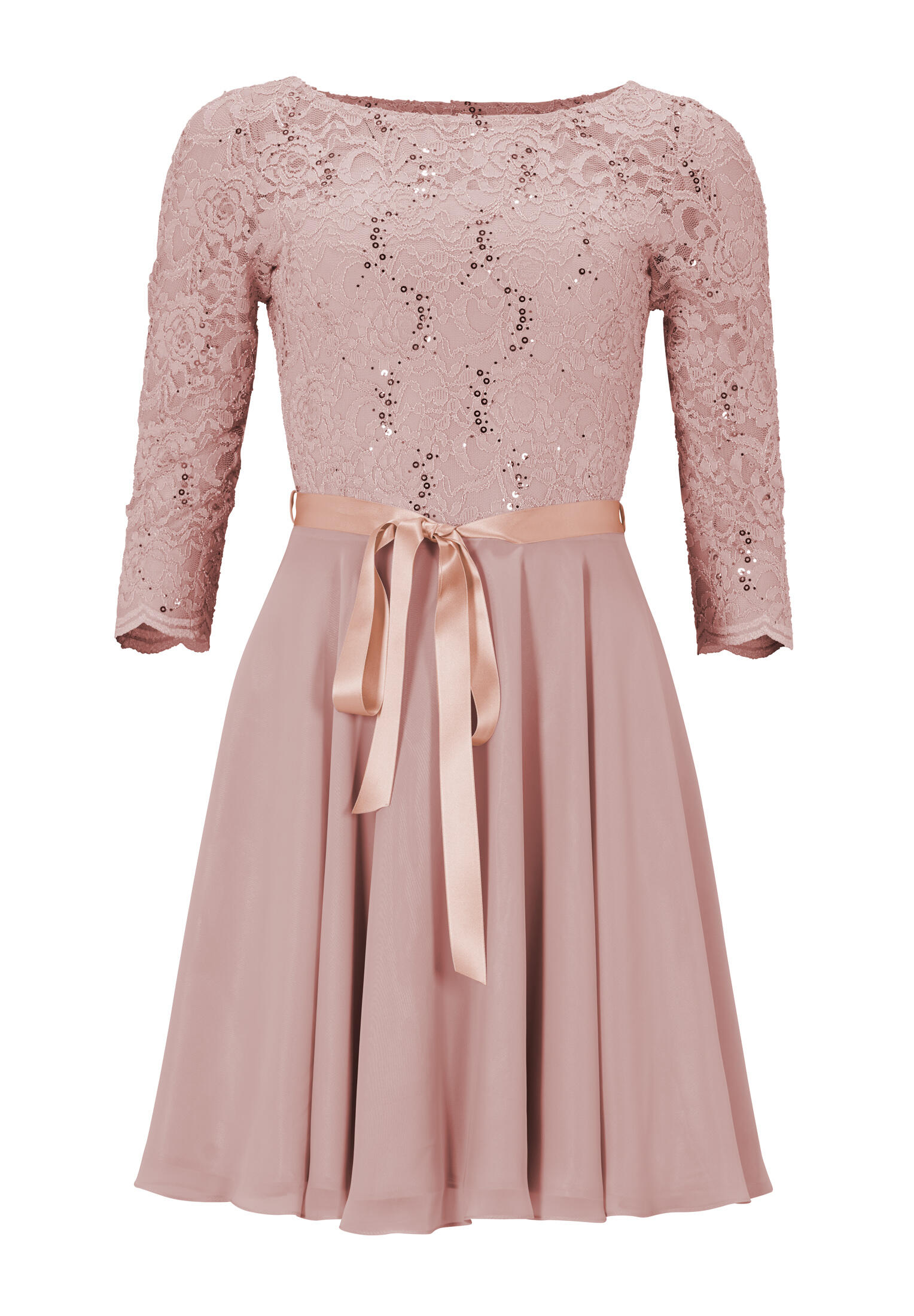 SWING - Cocktailkleid aus Paillettenspitze mit Chiffonrock peach blush - Gr. - 34 von SWING