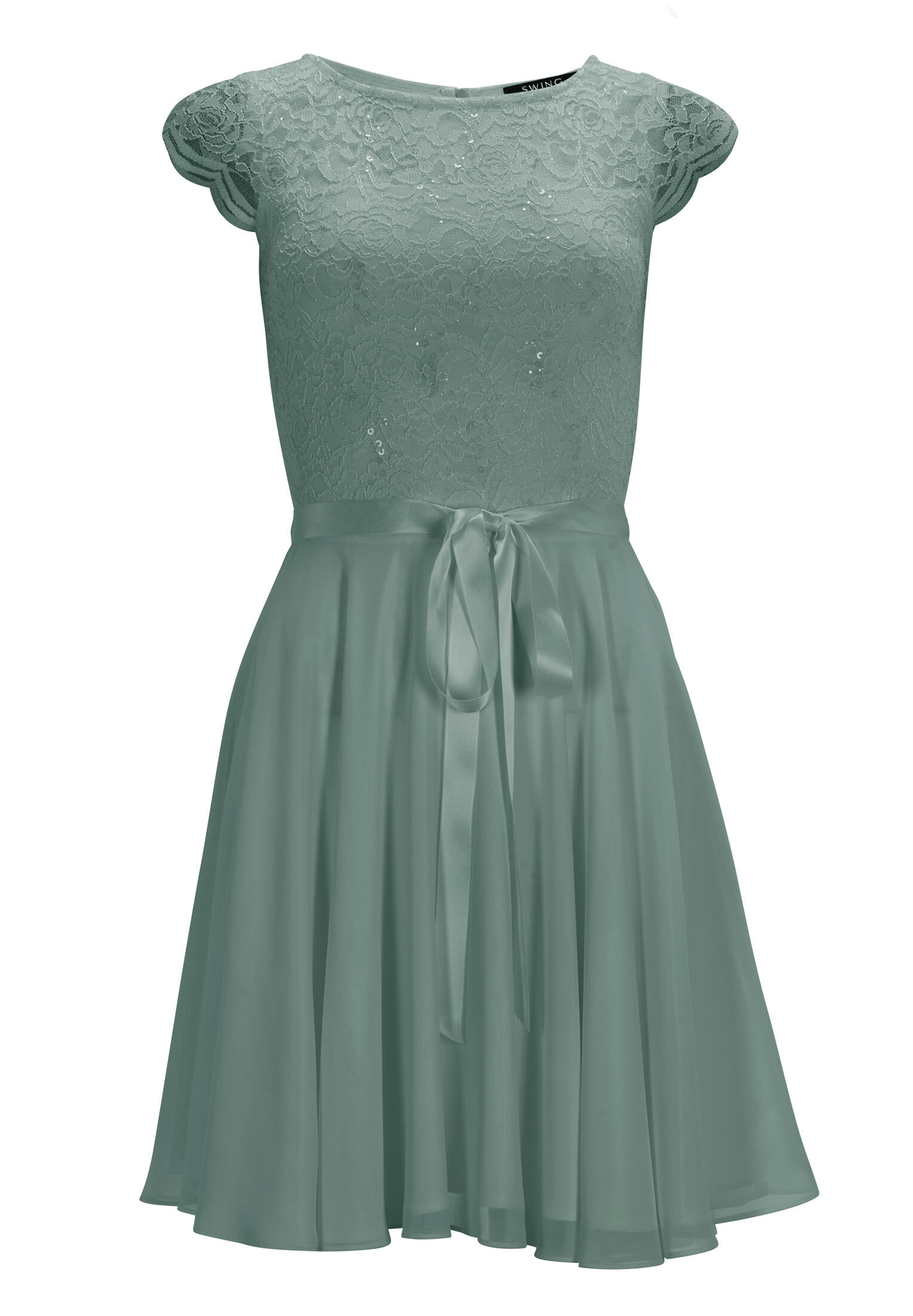 SWING - Cocktailkleid aus Spitze und Chiffon deep slate - Gr. - 46 von SWING
