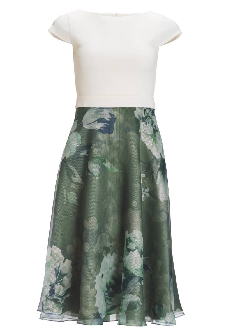 SWING - Cocktailkleid aus bedrucktem Organza mit Scuba Oberteil pistachio green / ivory - Gr. - 44 von SWING