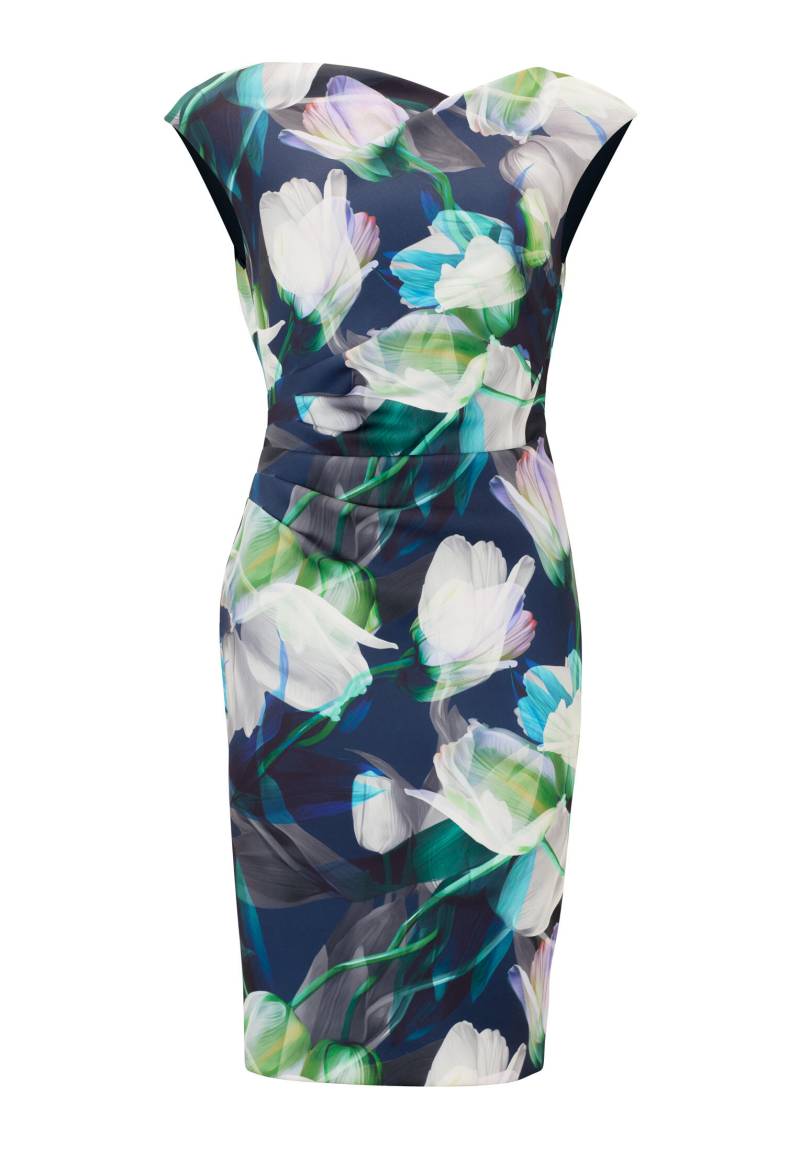 SWING - Cocktailkleid aus bedrucktem Scuba navy / multi - Gr. - 38 von SWING