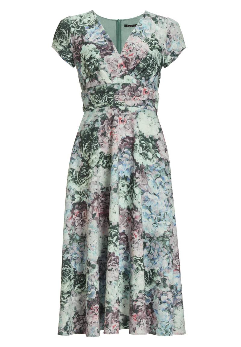 SWING - Cocktailkleid aus floral bedrucktem Scuba deep slate / multi von SWING