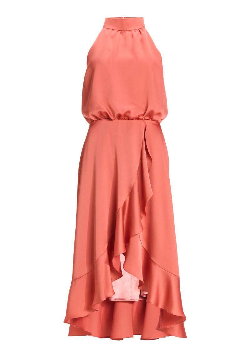 SWING - Cocktailkleid aus nachhaltigem Satin mit Volant am Saum terracotta - Gr. - 38 von SWING