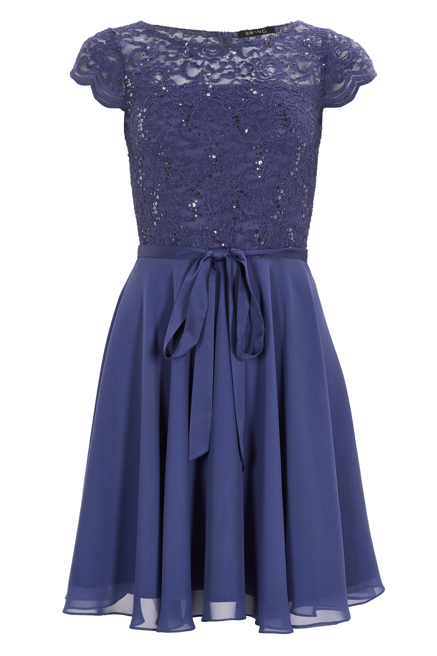 SWING - Cocktailkleid mit Spitzenoberteil und Chiffon Rock future blue von SWING
