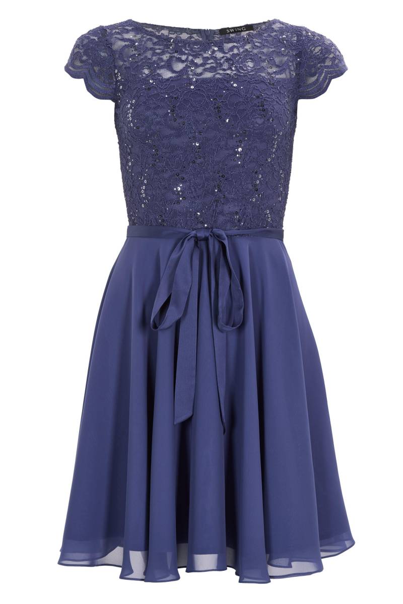 SWING - Cocktailkleid mit Spitzenoberteil und Chiffon Rock future blue von SWING