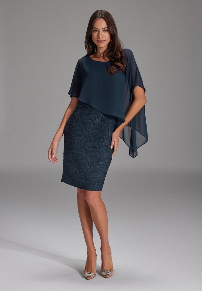 SWING Cocktailkleid Taillierter Schnitt mit asymmetrisch fallendem Chiffon-Überwurf von SWING