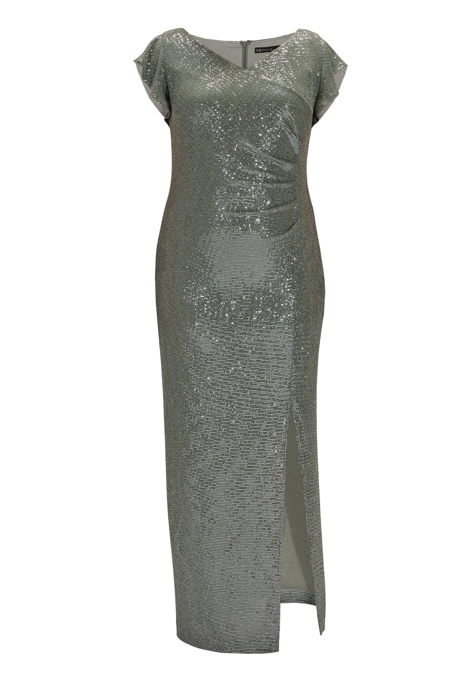 SWING - Curve / Abendkleid aus glitzerndem Jersey eucalyptus green - Gr. - 52 von SWING