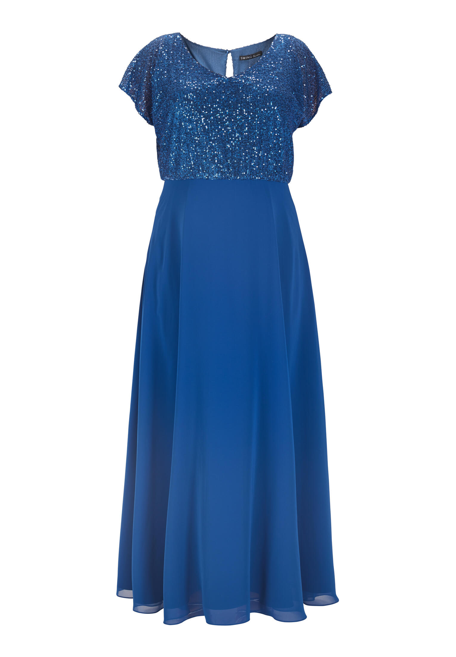 SWING - Curve / Abendkleid mit blusigem Paillettentop azure blue - Gr. - 46 von SWING
