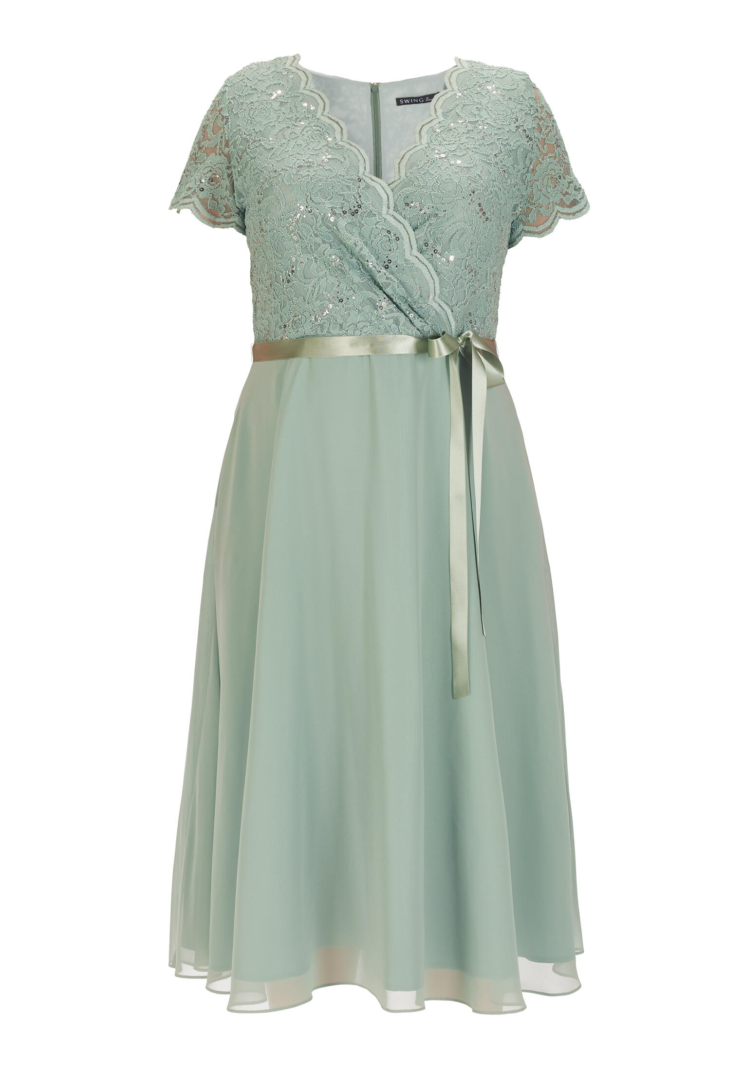 SWING - Curve / Anlasskleid mit elastischer Nahtverarbeitung in der Taille soft green - Gr. - 46 von SWING