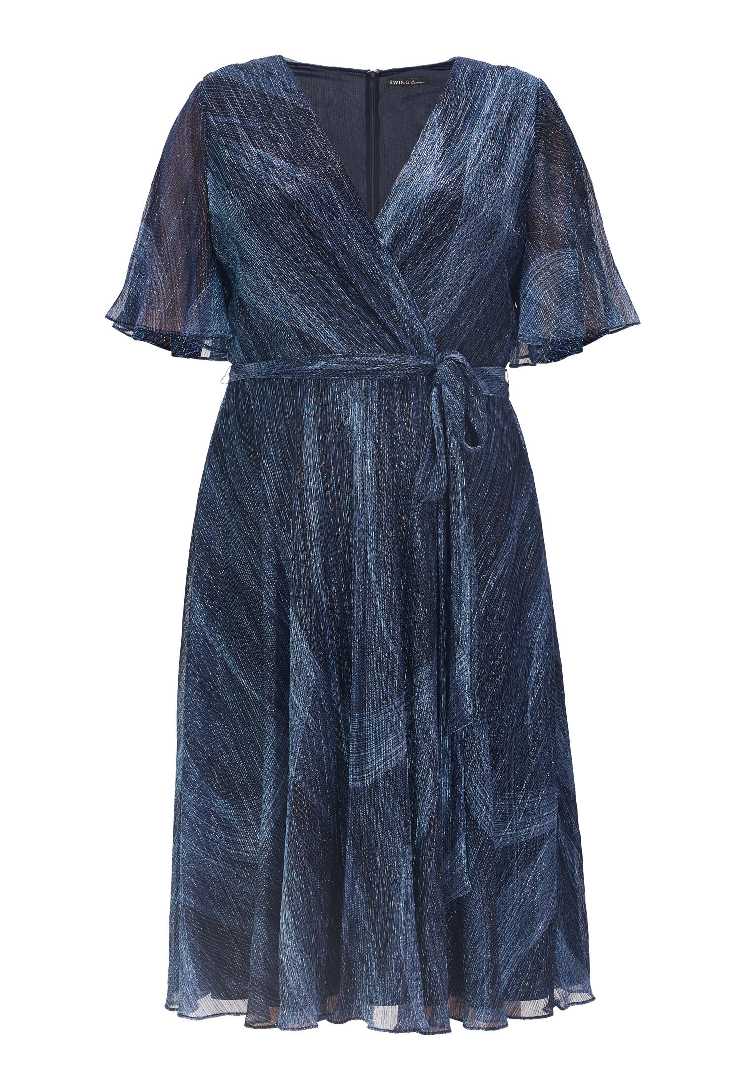 SWING - Curve / Plisseekleid mit Metalliceffekten azure blue - Gr. - 48 von SWING