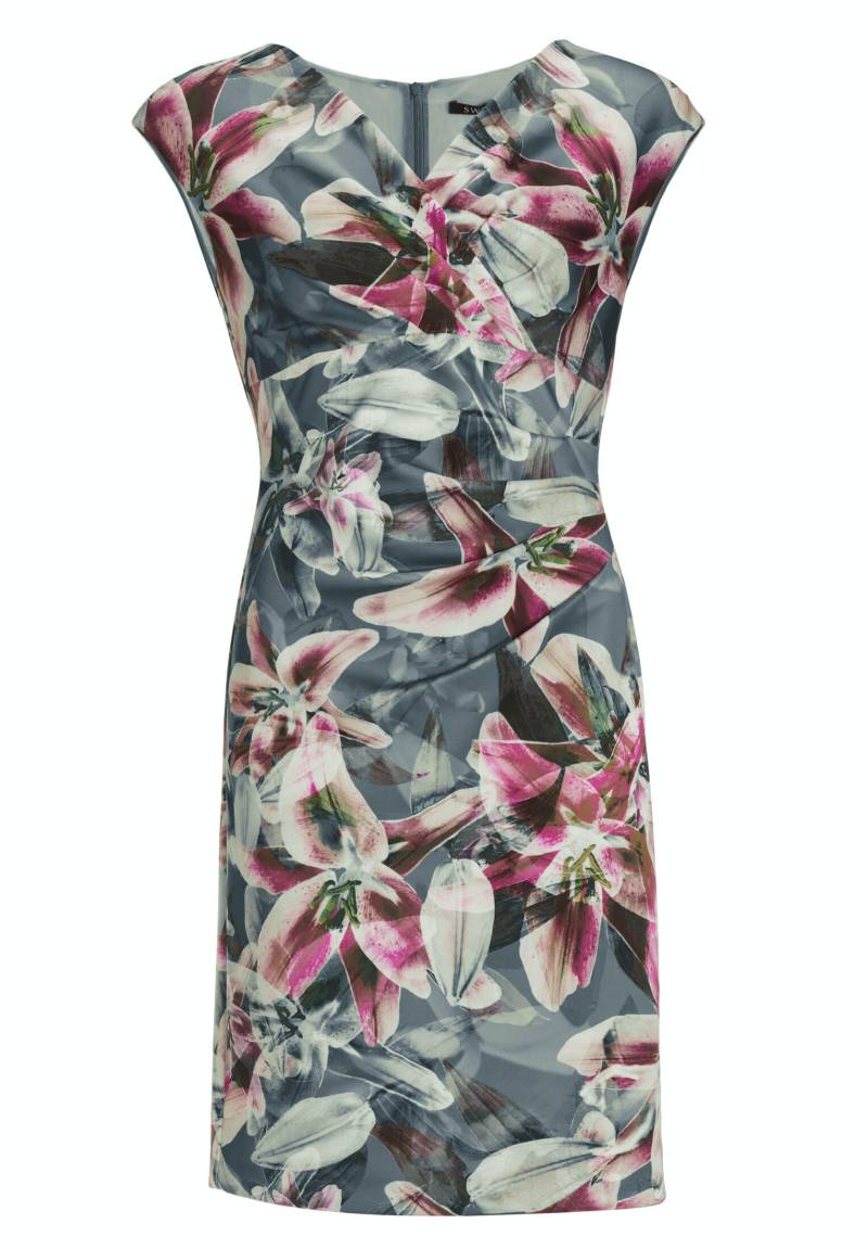 SWING - Etui Kleid aus bedrucktem Scuba mit Wickel-Ausschnitt timeless blue / multi von SWING