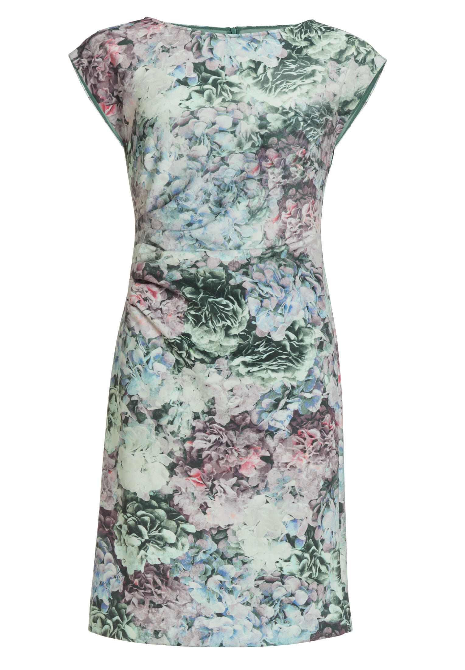 SWING - Etui Kleid aus floral bedrucktem Scuba mit Drapierung deep slate / multi - Gr. - 44 von SWING
