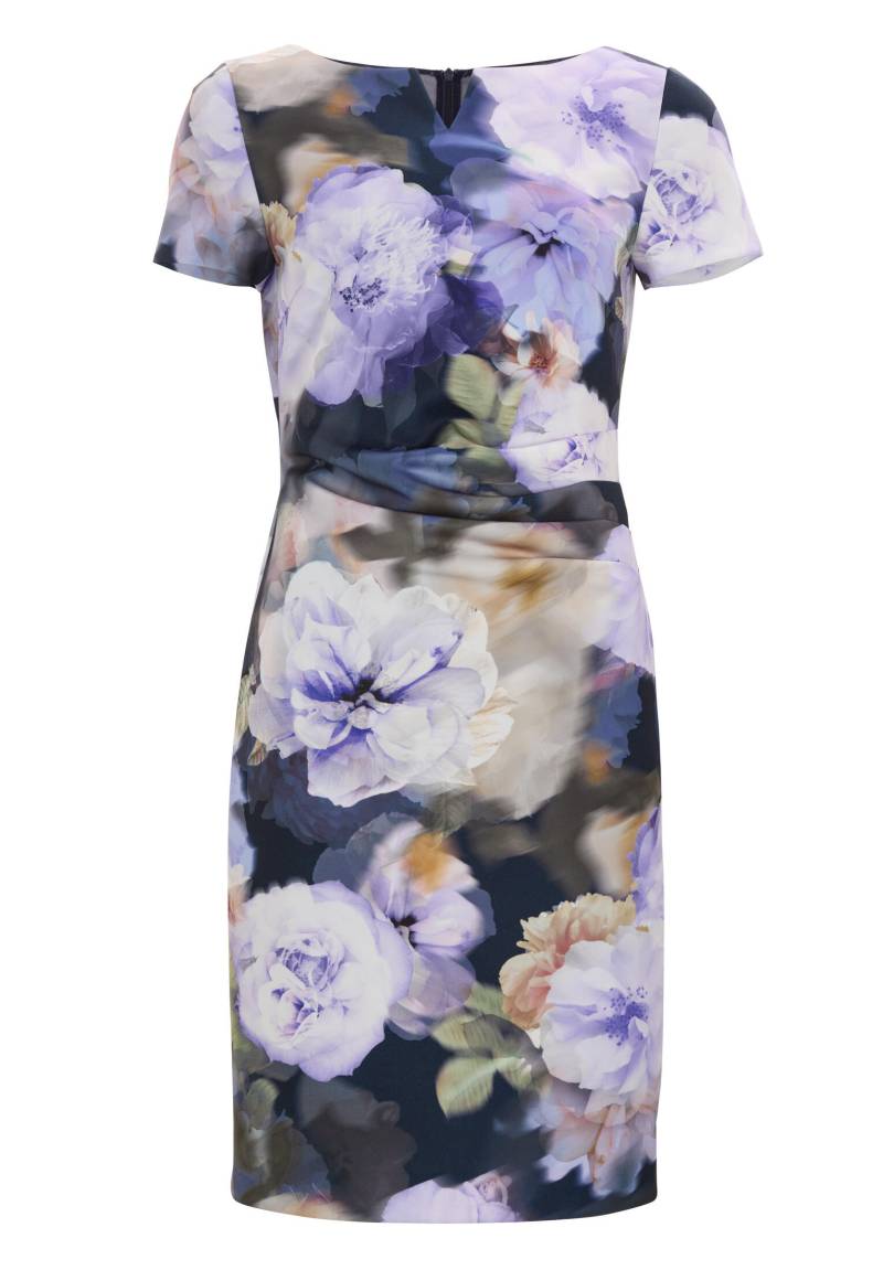 SWING - Etuikleid aus bedrucktem Scuba mit Schlitz-Ausschnitt navy / orchid purple - Gr. - 44 von SWING