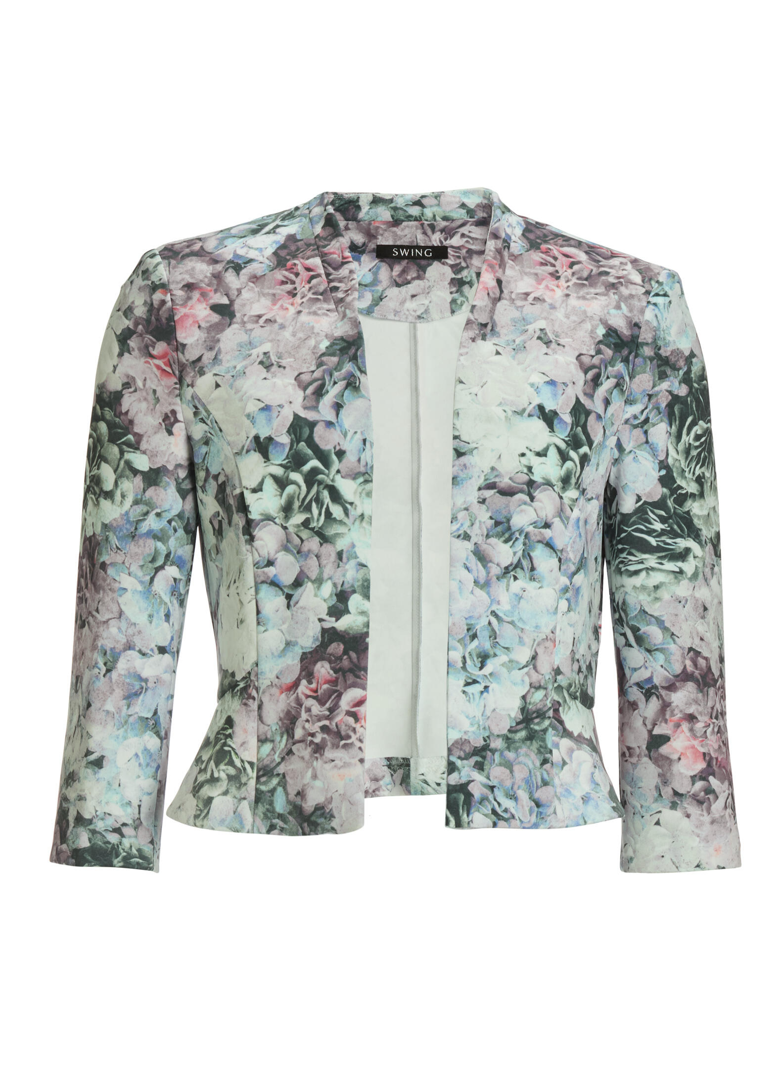 SWING - Floral bedruckter Scuba Blazer deep slate / multi - Gr. - 42 von SWING