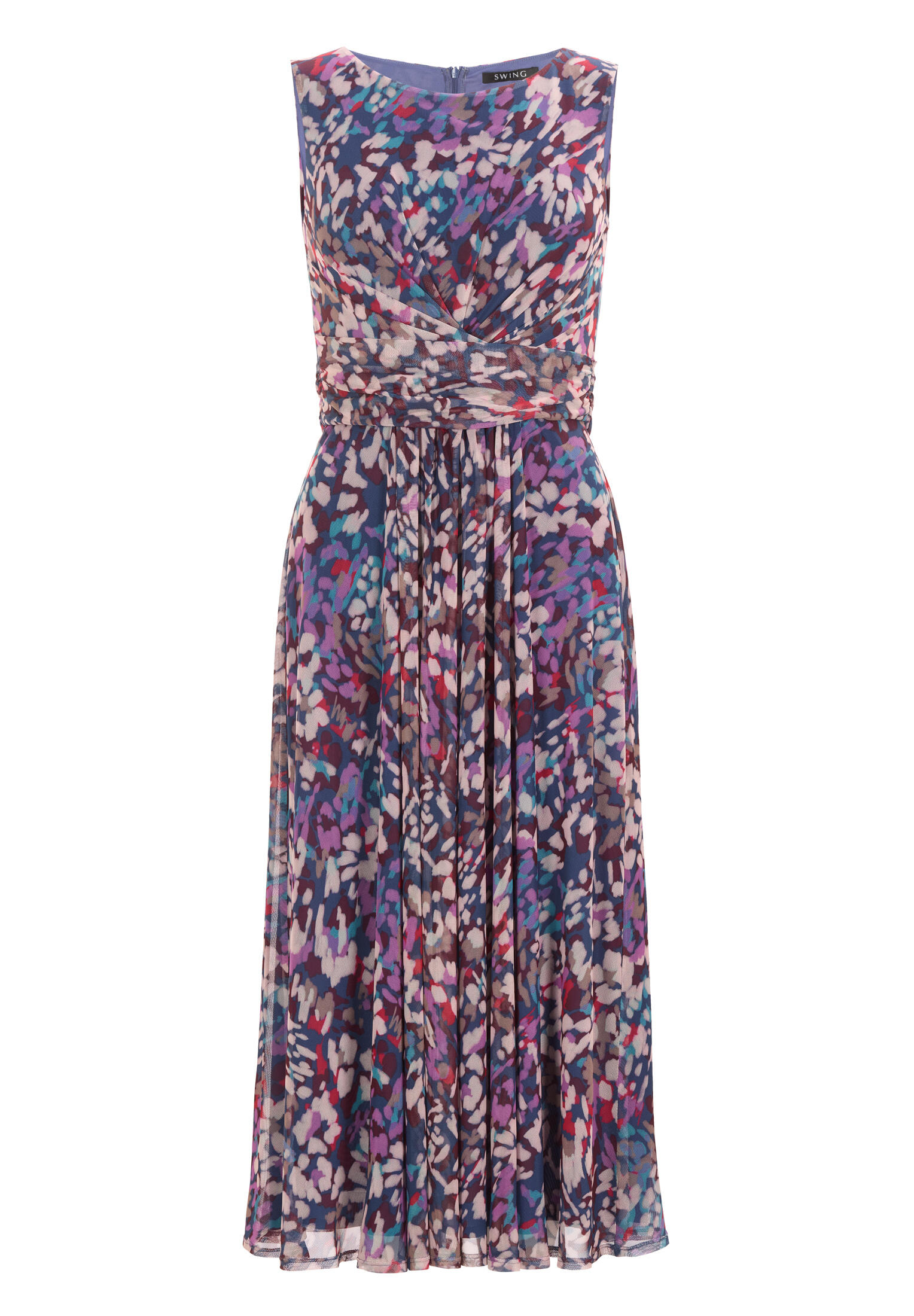 SWING - Getupftes Mesh Kleid mit Twist Detail future blue / multi - Gr. - 44 von SWING