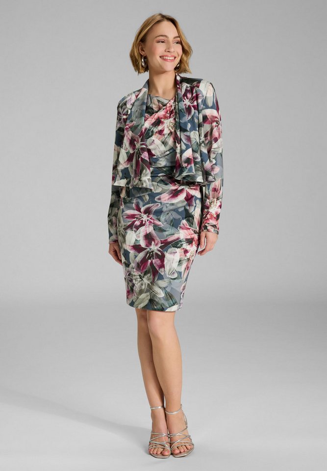 SWING Jackenblazer - Bedruckter Scuba Blazer mit Wasserfall Kante Figurbetonte Passform von SWING