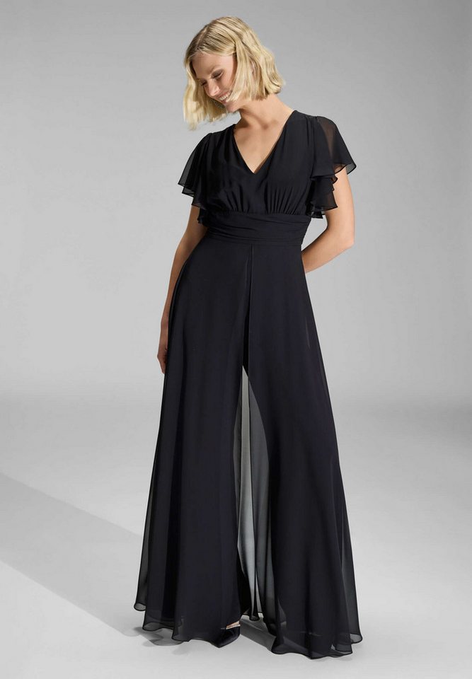 SWING Jumpsuit - Chiffon Jumpsuit mit Überrock und Volantärmeln Oberteil in figurbetonter Passform von SWING