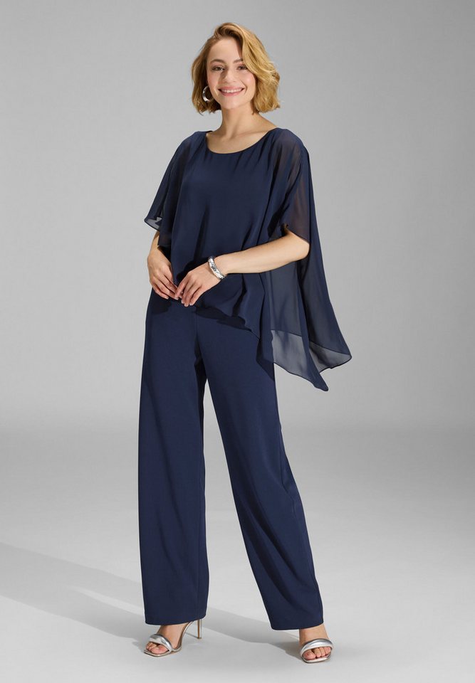SWING Jumpsuit - Jumpsuit aus Crepe Jersey mit Chiffon Überwurf Oberteil in lockerer Passform von SWING