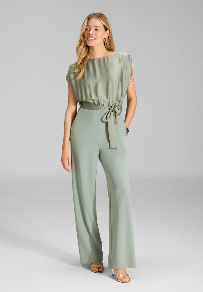 SWING Jumpsuit - Jumpsuit aus Material-Mix Oberteil in lockerer Passform mit gerade geschnittener Hose von SWING