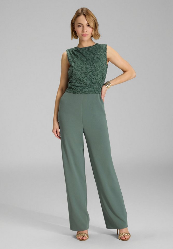 SWING Jumpsuit - Jumpsuit aus Material-Mix mit Drapierung Oberteil in figurbetonter Passform von SWING