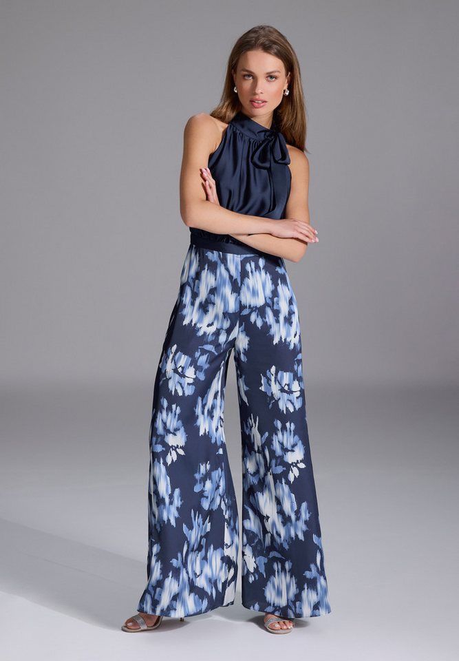 SWING Jumpsuit - Jumpsuit mit Schluppenblusen Top und Druck Hose Oberteil in lockerer Passform von SWING