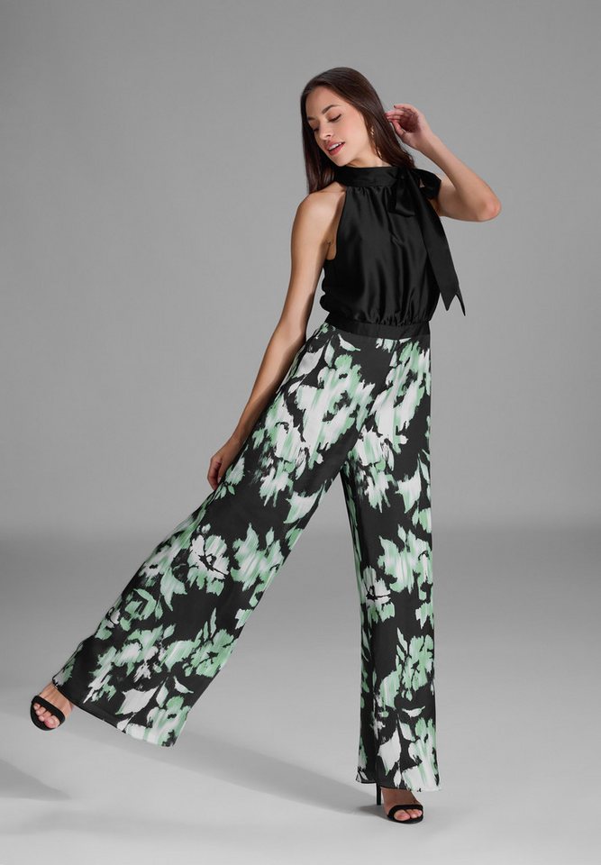 SWING Jumpsuit - Jumpsuit mit Schluppenblusen Top und Druck Hose Oberteil in lockerer Passform von SWING