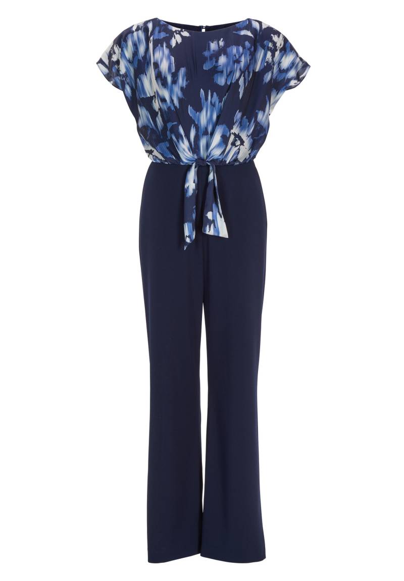 SWING - Jumpsuit mit bedrucktem Satin Top und Knoten Detail navy - Gr. - 36 von SWING
