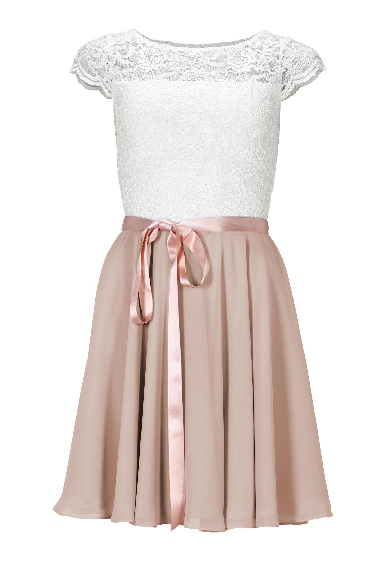 SWING - Kleid aus Spitze und Chiffon peach blush / ivory - Gr. - 32 von SWING