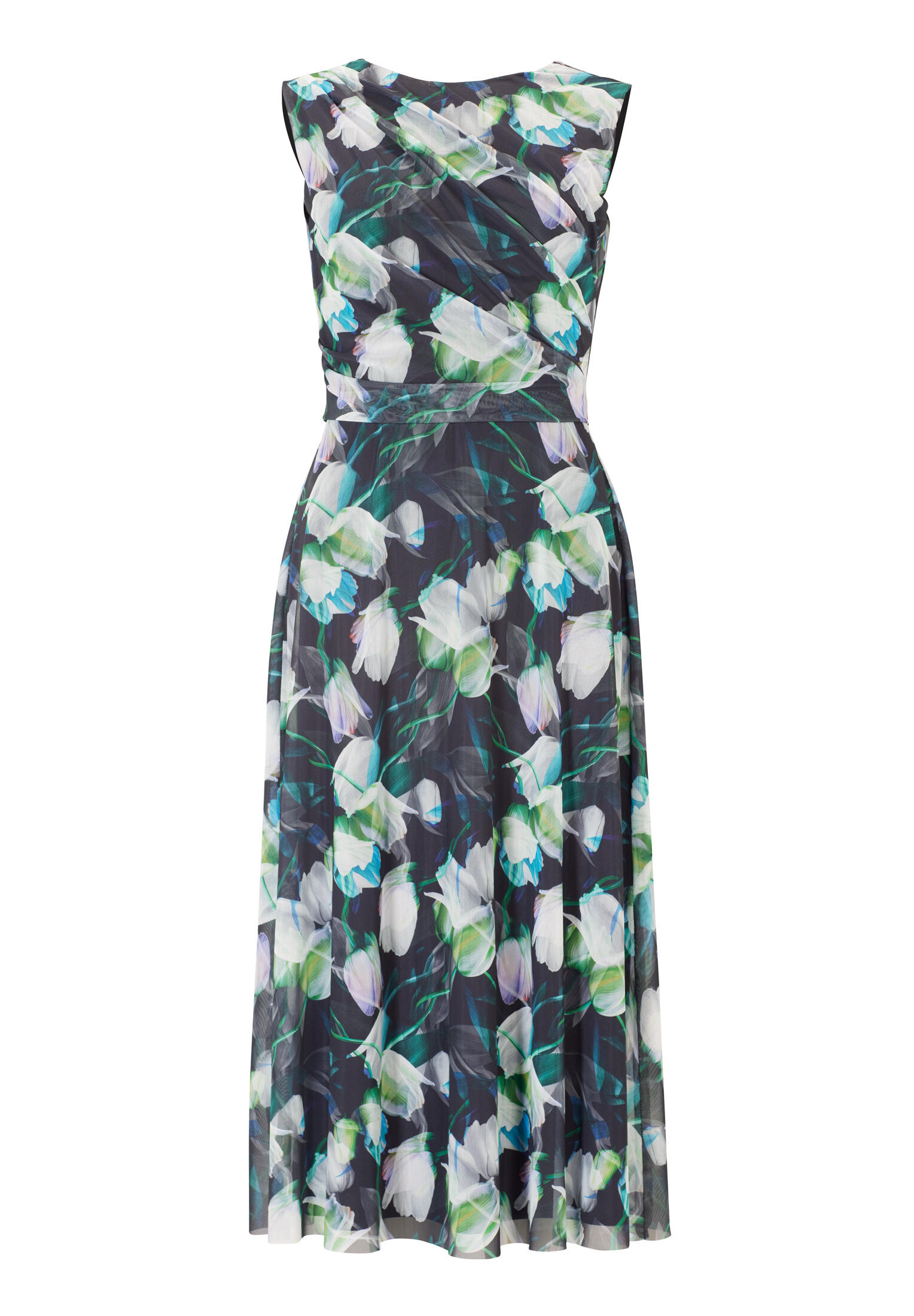 SWING - Kleid aus bedrucktem Mesh navy / multi - Gr. - 42 von SWING