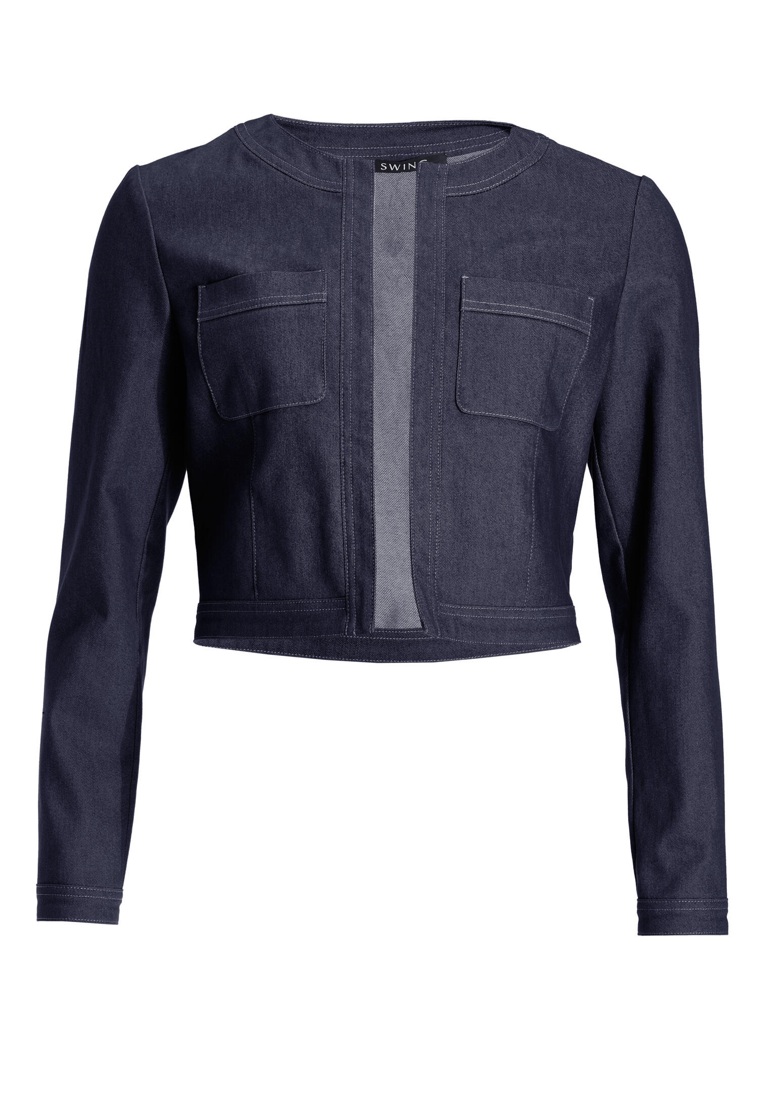 SWING - Kurze Jacke aus Stretch Denim mit aufgesetzten Taschen navy - Gr. - 36 von SWING