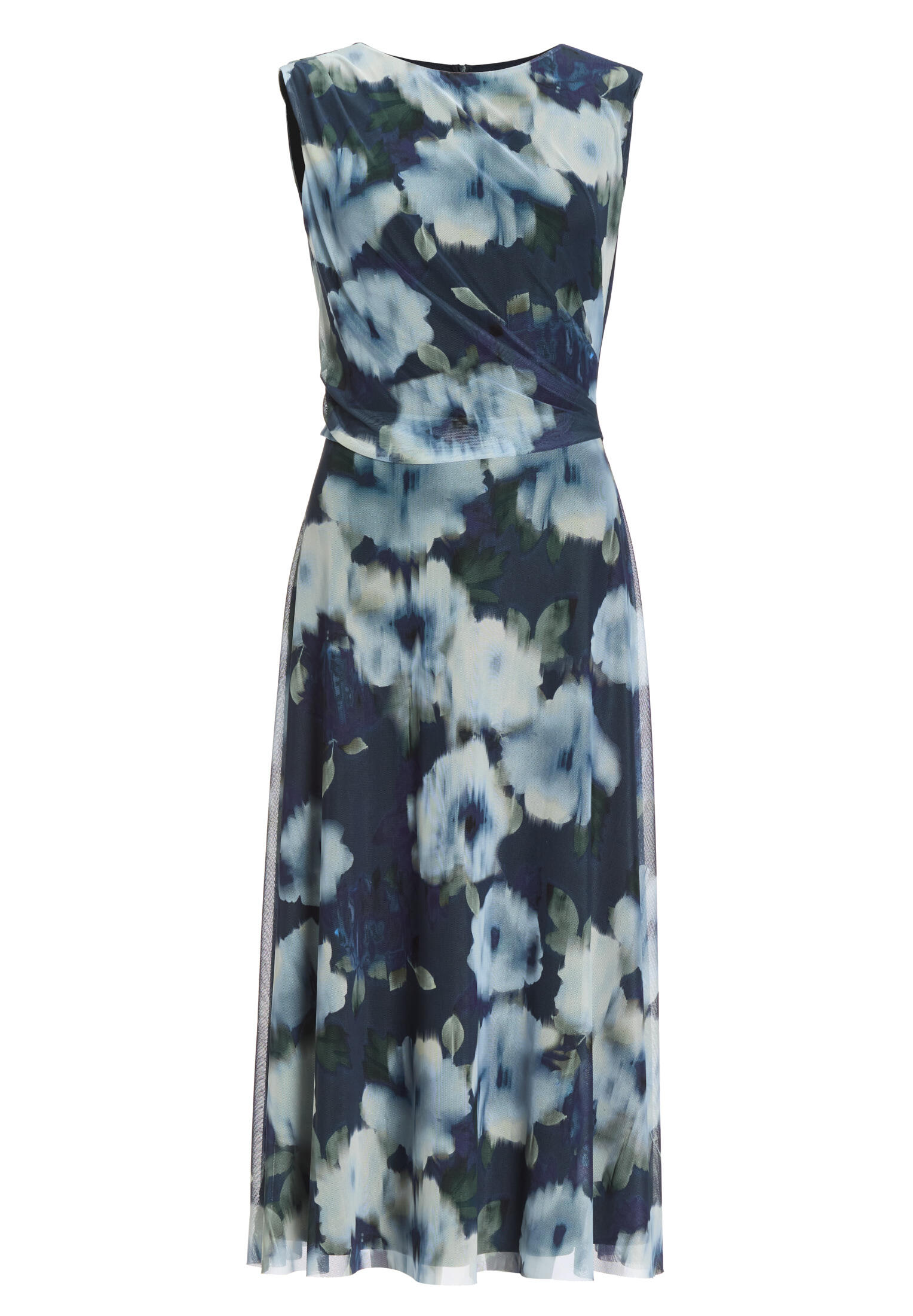 SWING - Midi Kleid aus weichem Mesh mit Ikat Druck navy / multi - Gr. - 42 von SWING