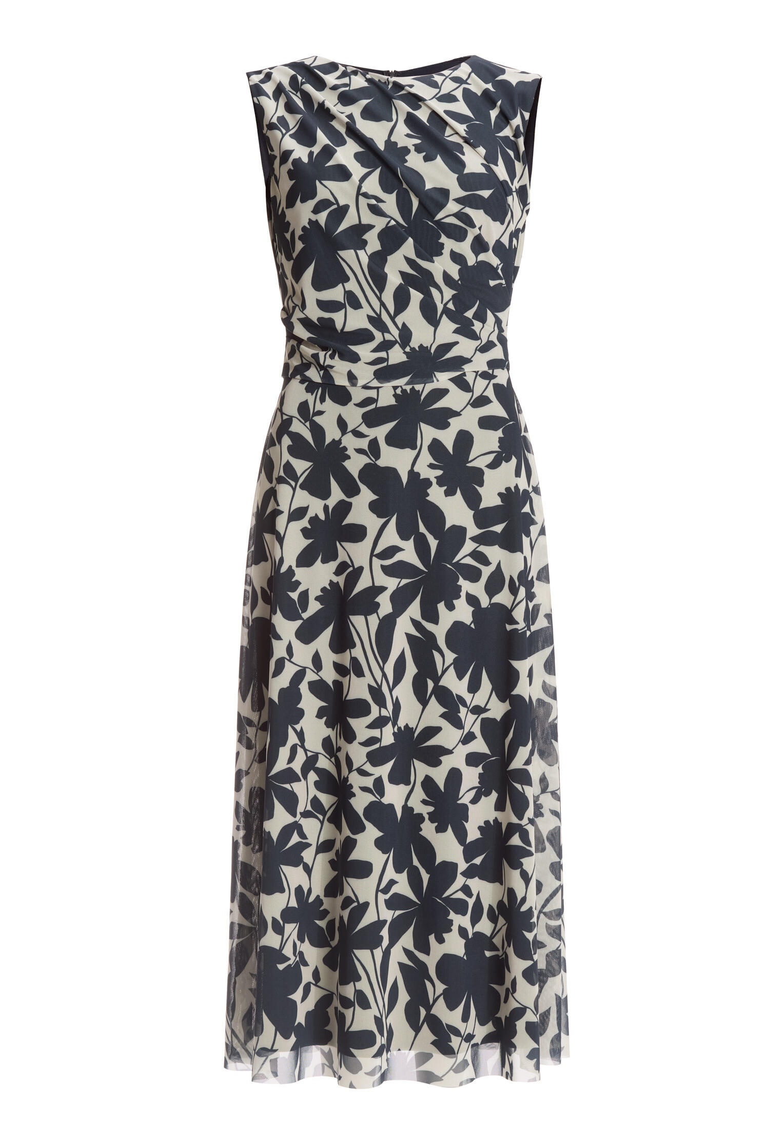 SWING - Midi Kleid aus weichem Mesh navy / ivory - Gr. - 36 von SWING