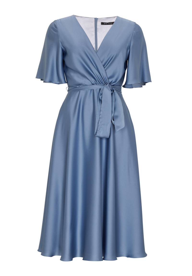 SWING - Midikleid aus nachhaltigem Satinchiffon rainy blue von SWING