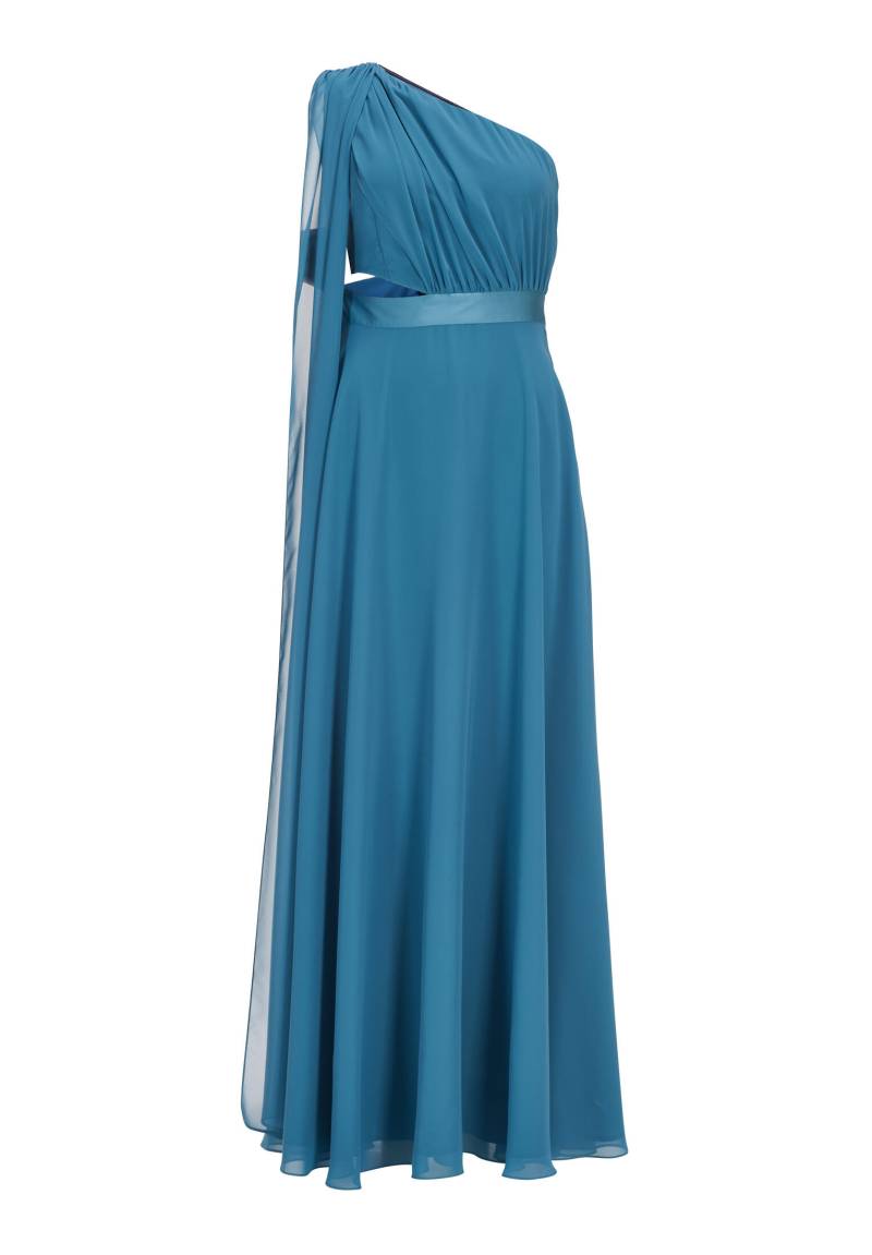 SWING - One-Shoulder-Maxikleid aus nachhaltigem Chiffon aqua blue - Gr. - 36 von SWING