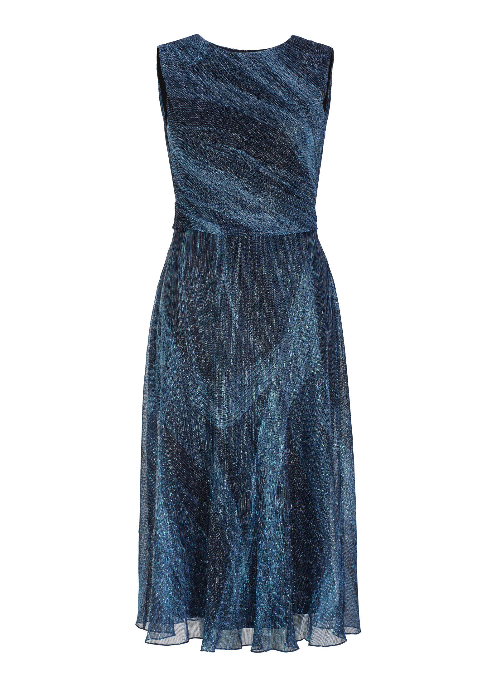 SWING - Plissiertes Kleid mit Metallicfäden azure blue - Gr. - 42 von SWING