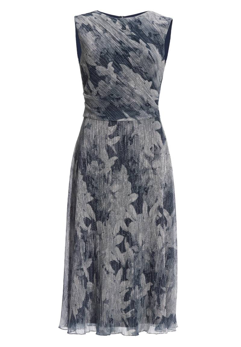 SWING - Plissiertes Kleid mit Metallicfäden navy / silver - Gr. - 48 von SWING