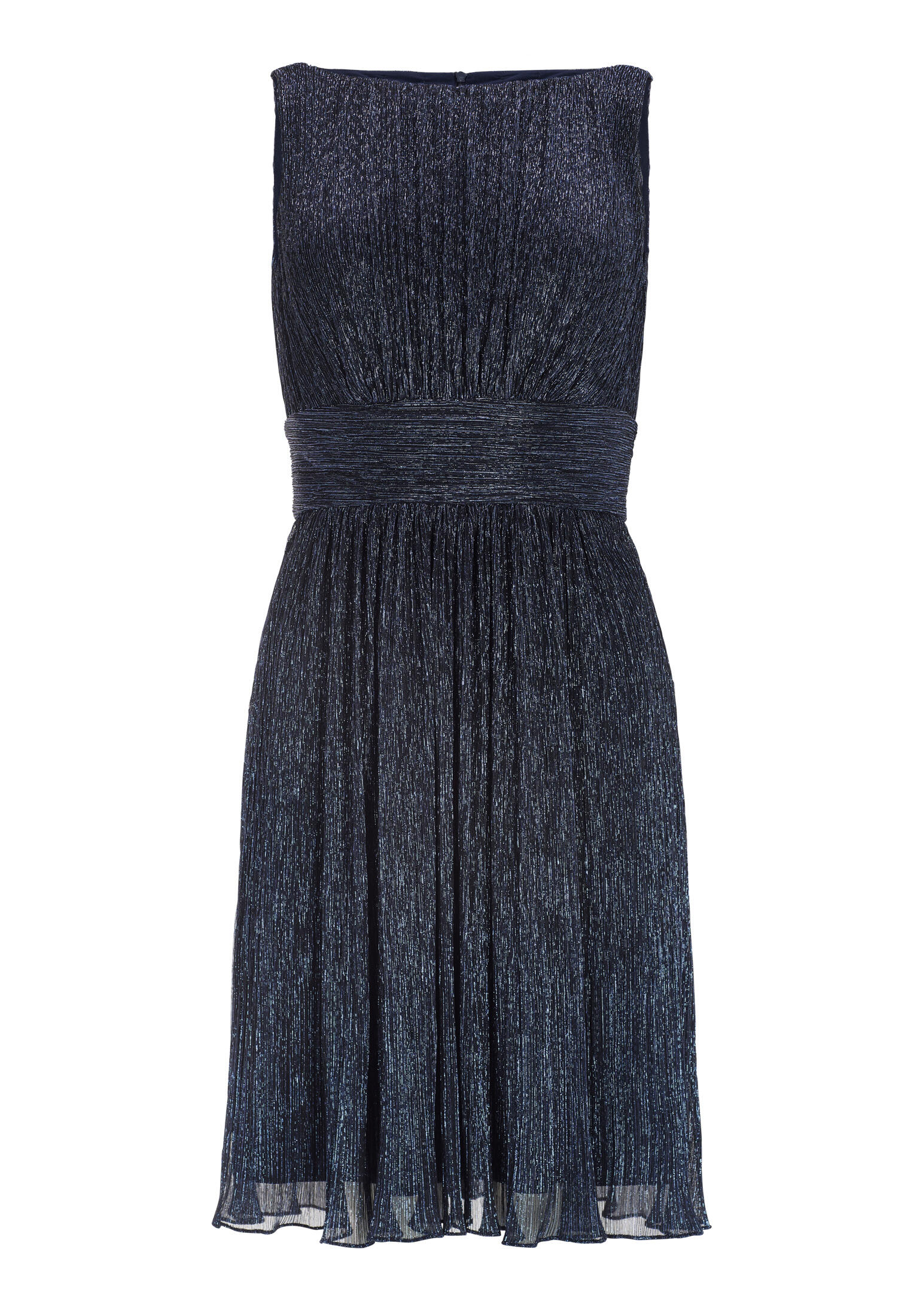 SWING - Plissiertes Metallickleid mit Taillenpasse navy - Gr. - 40 von SWING