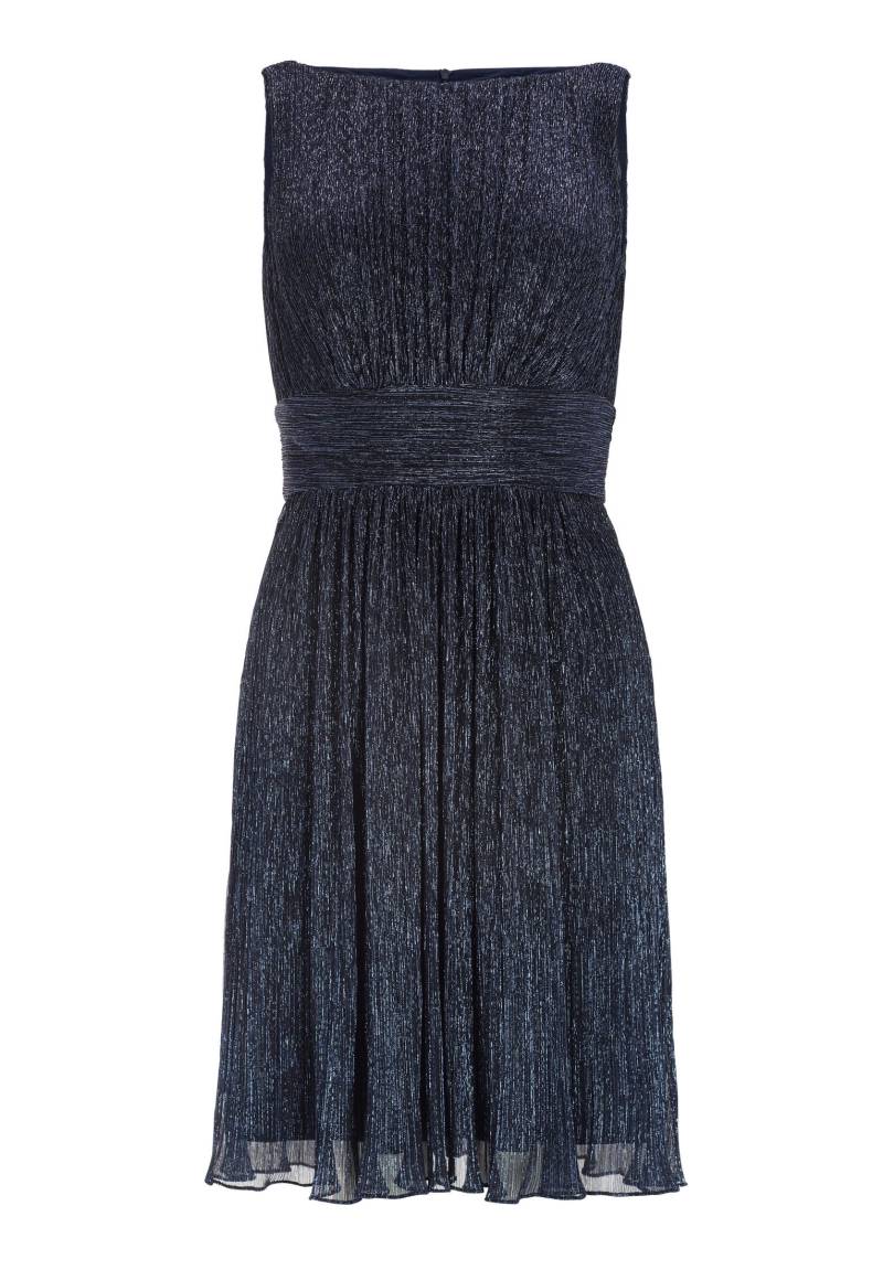 SWING - Plissiertes Metallickleid mit Taillenpasse navy - Gr. - 42 von SWING