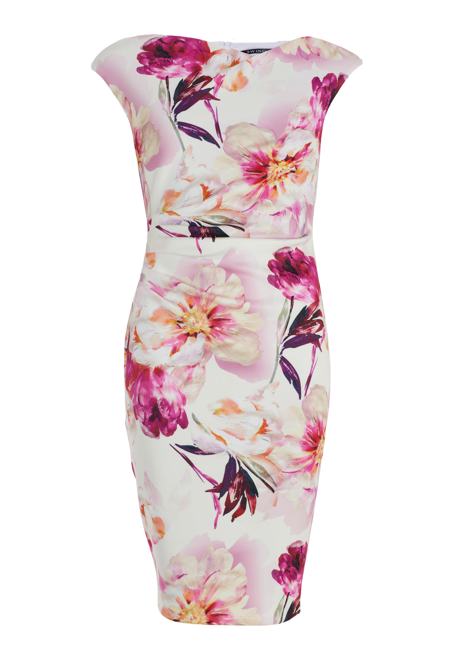 SWING - Scuba-Tageskleid mit Drapierung red violet - Gr. - 34 von SWING