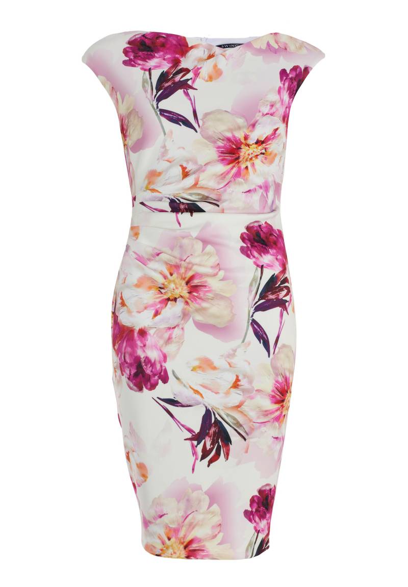 SWING - Scuba-Tageskleid mit Drapierung red violet - Gr. - 46 von SWING