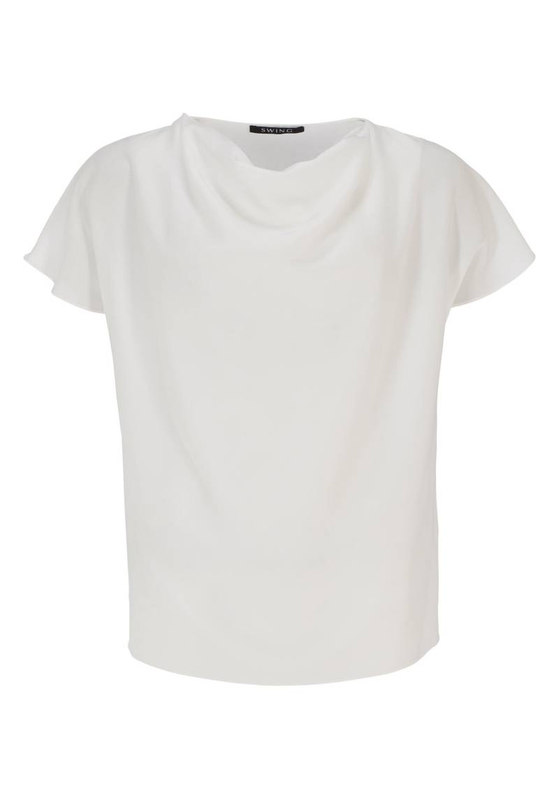 SWING - Shirt aus nachhaltigem Satin mit Wasserfall Ausschnitt ivory - Gr. - 44 von SWING