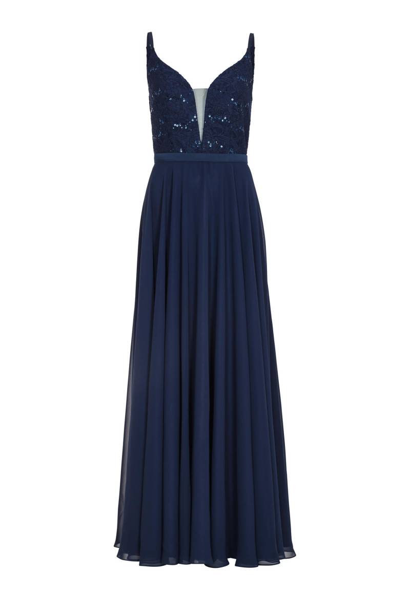 SWING - Spitzenkleid mit nachhaltigem Chiffon-Rock navy - Gr. - 46 von SWING
