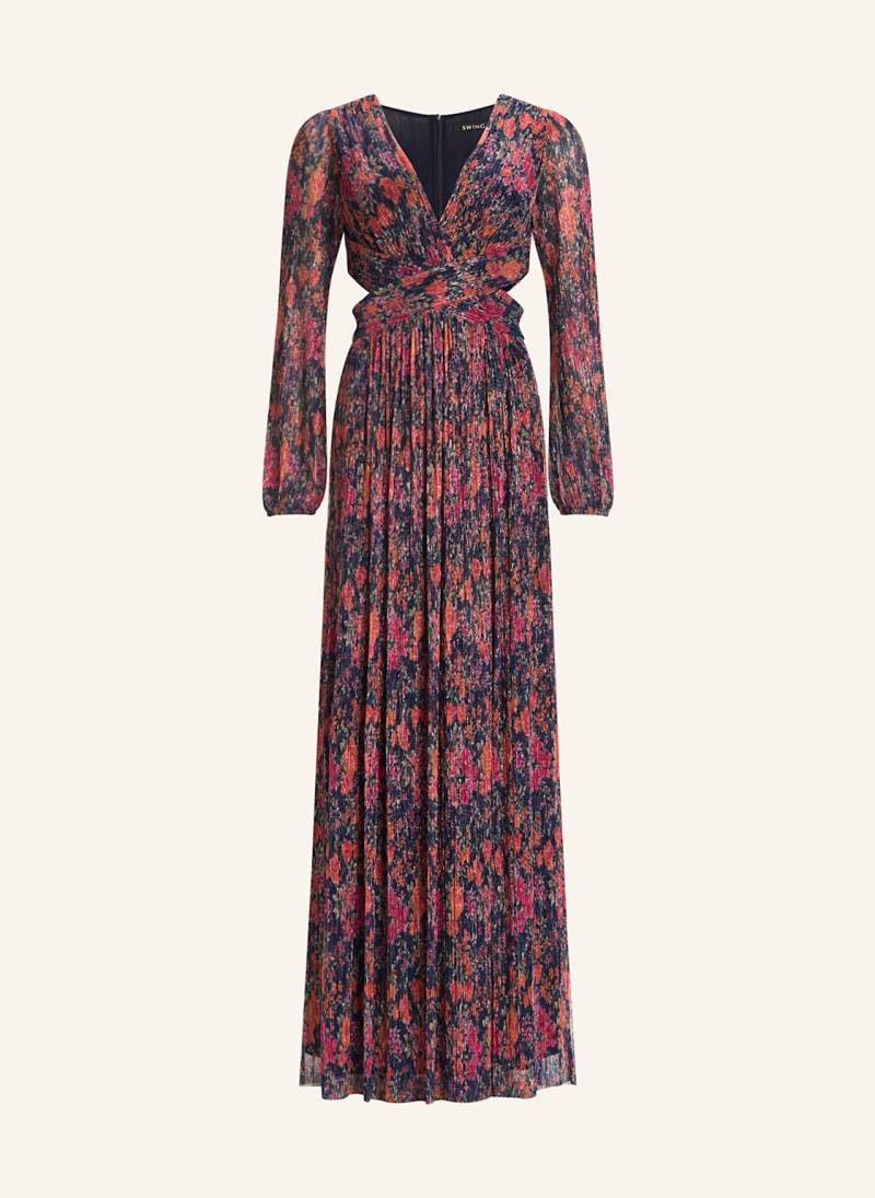 Swing Abendkleid Mit Glitzergarn Und Cut-Outs blau von SWING